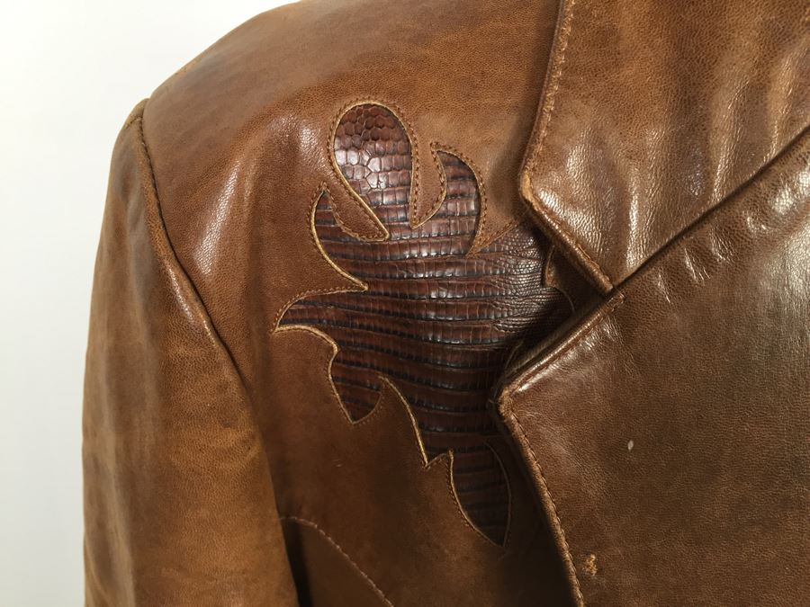 Vintage Men's Leather Jacket By Remy Leather Fashions Western Wear Size 44 [Photo 4]