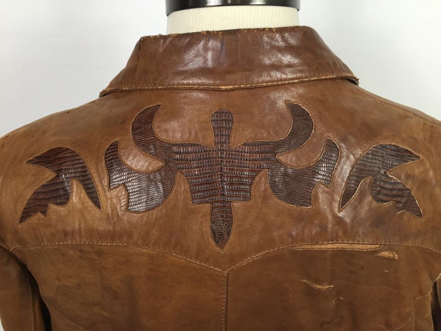 Vintage Men's Leather Jacket By Remy Leather Fashions Western Wear Size 44 [Photo 14]