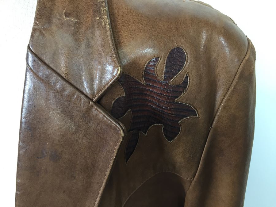 Vintage Men's Leather Jacket By Remy Leather Fashions Western Wear Size 44 [Photo 6]
