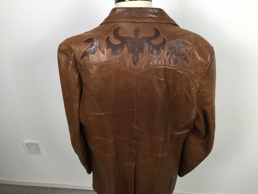 Vintage Men's Leather Jacket By Remy Leather Fashions Western Wear Size 44 [Photo 19]