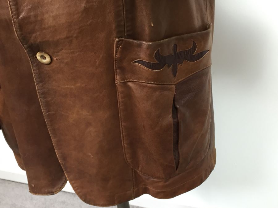 Vintage Men's Leather Jacket By Remy Leather Fashions Western Wear Size 44 [Photo 9]