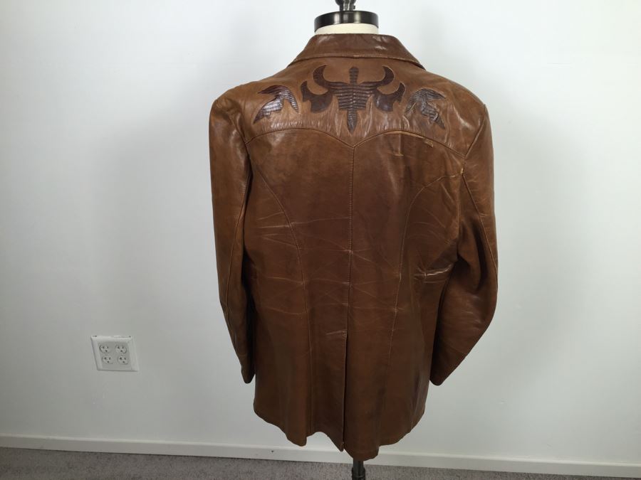 Vintage Men's Leather Jacket By Remy Leather Fashions Western Wear Size 44 [Photo 18]