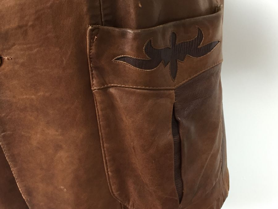 Vintage Men's Leather Jacket By Remy Leather Fashions Western Wear Size 44 [Photo 8]