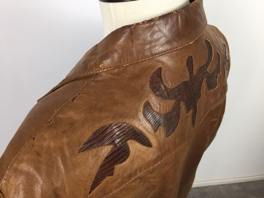 Vintage Men's Leather Jacket By Remy Leather Fashions Western Wear Size 44 [Photo 12]