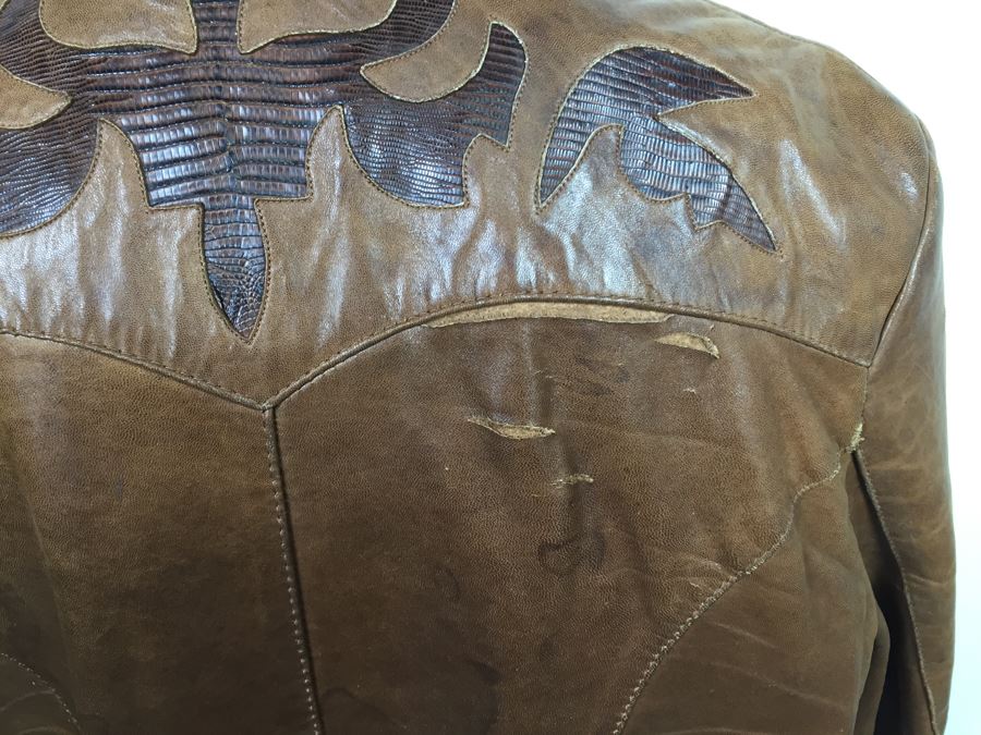 Vintage Men's Leather Jacket By Remy Leather Fashions Western Wear Size 44 [Photo 15]
