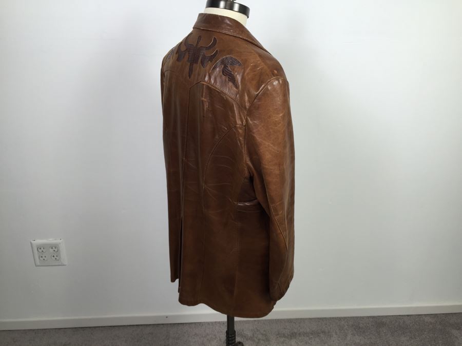 Vintage Men's Leather Jacket By Remy Leather Fashions Western Wear Size 44 [Photo 20]