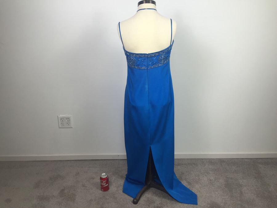 Stunning Blue Sequin Dress 100% Silk By Lillie Rubin Size 10 [Photo 8]