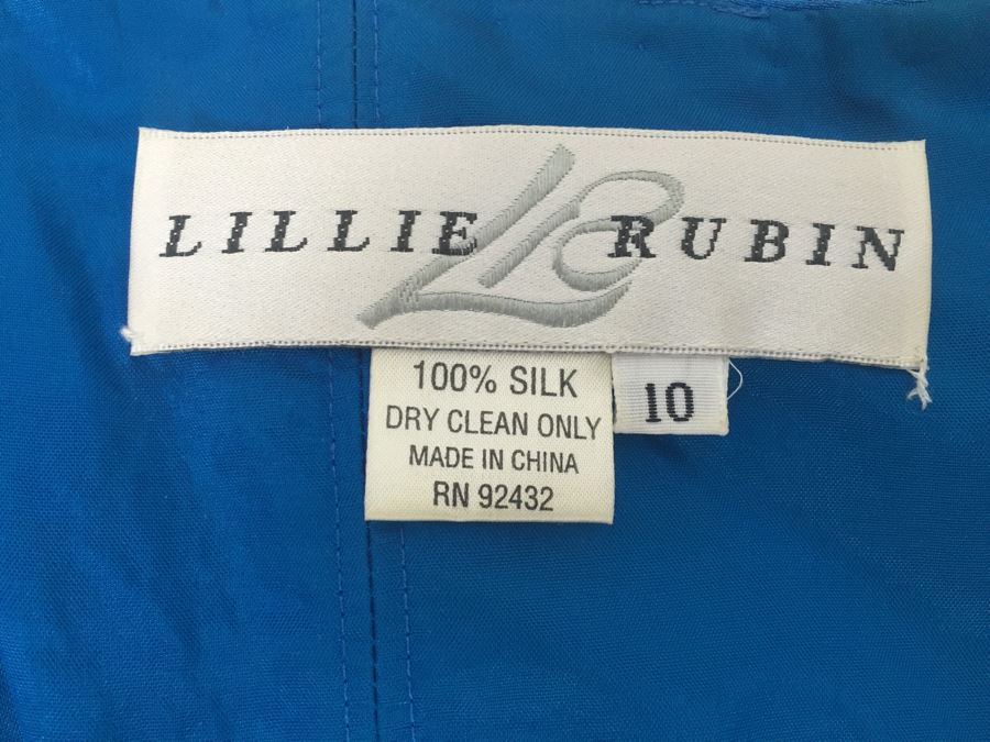 Stunning Blue Sequin Dress 100% Silk By Lillie Rubin Size 10 [Photo 3]