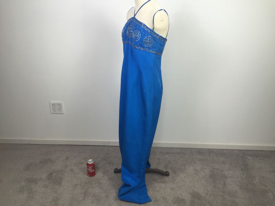 Stunning Blue Sequin Dress 100% Silk By Lillie Rubin Size 10 [Photo 7]