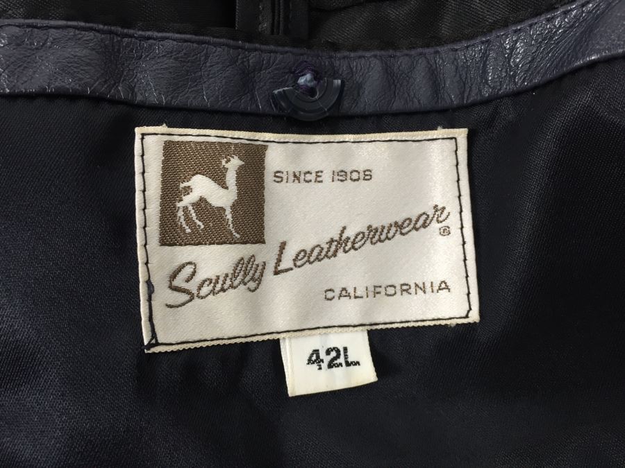 Men's Navy Blue Leather Jacket By Scully Leatherwear California Size 42L [Photo 7]