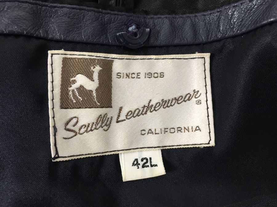 Men's Navy Blue Leather Jacket By Scully Leatherwear California Size 42L [Photo 3]