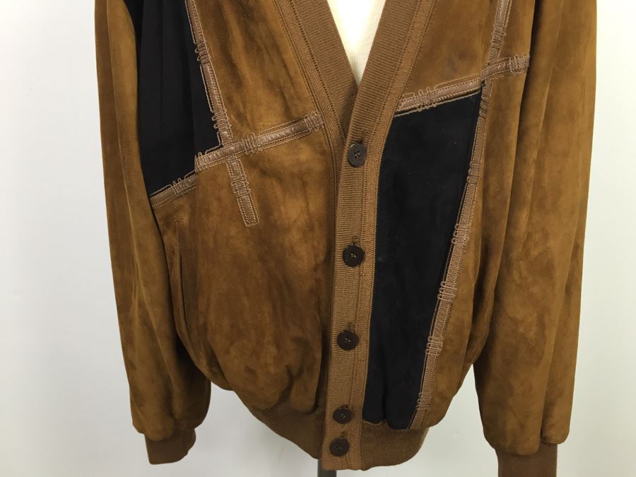 Men's Suede Leather Jacket By Torras Made In Spain Size 44 [Photo 4]