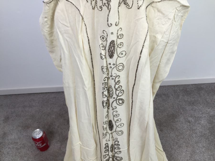 Vintage Stunning Statement Full Length Sequin White/Cream Dress [Photo 6]