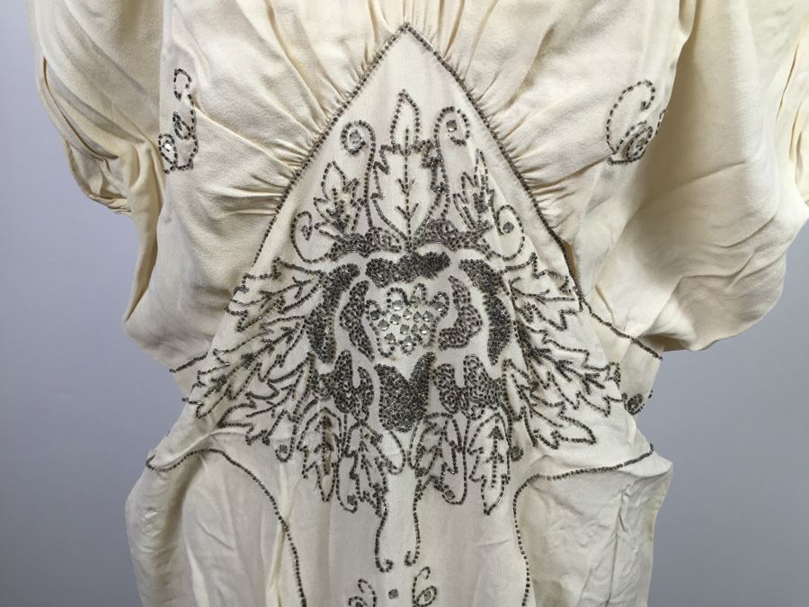 Vintage Stunning Statement Full Length Sequin White/Cream Dress [Photo 2]