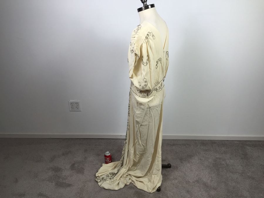 Vintage Stunning Statement Full Length Sequin White/Cream Dress [Photo 9]