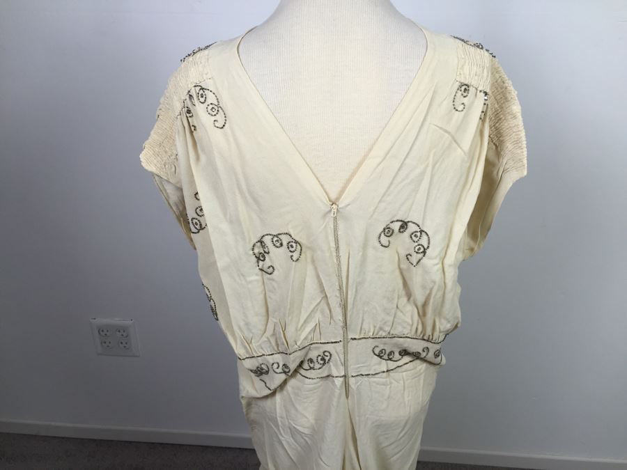 Vintage Stunning Statement Full Length Sequin White/Cream Dress [Photo 10]