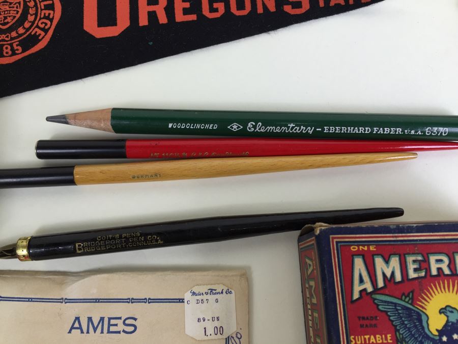 Vintage Oregon State Penant, Halloween Decorations, Old Office Supplies [Photo 12]