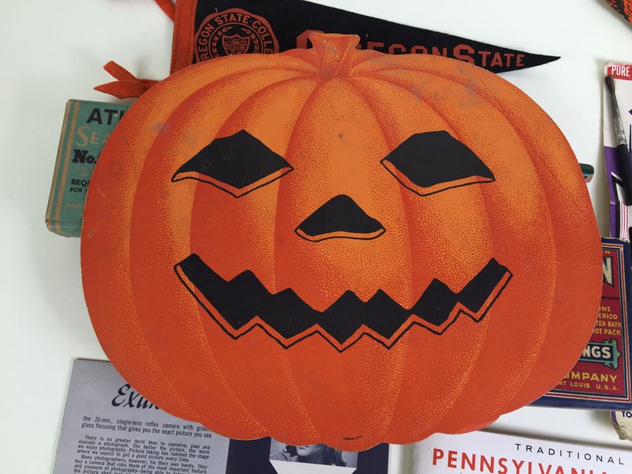 Vintage Oregon State Penant, Halloween Decorations, Old Office Supplies [Photo 20]