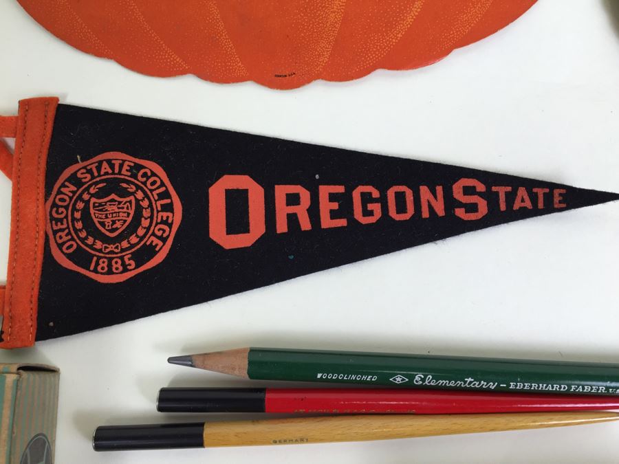 Vintage Oregon State Penant, Halloween Decorations, Old Office Supplies [Photo 2]