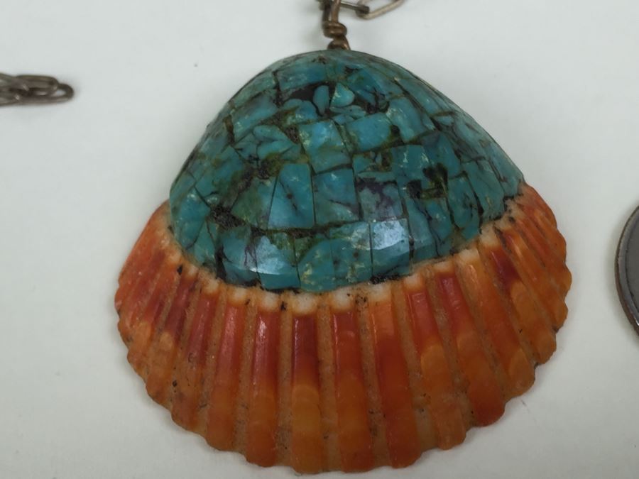 JUST ADDED - Turqoise Shell Necklace With Sterling Silver Chain 15.8g [Photo 8]