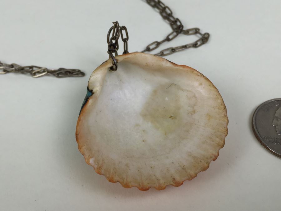 JUST ADDED - Turqoise Shell Necklace With Sterling Silver Chain 15.8g [Photo 10]