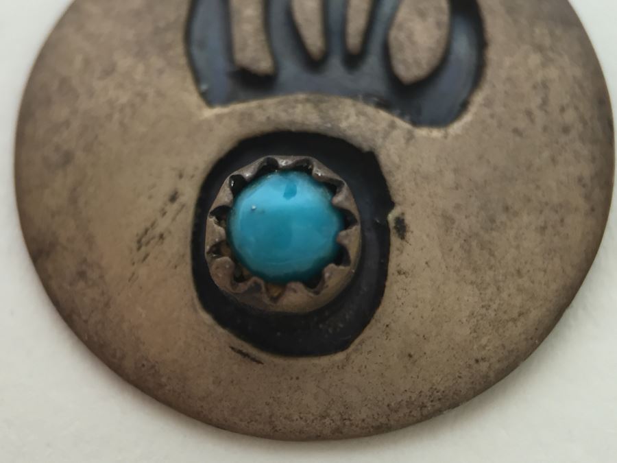 JUST ADDED - Sterling Silver Sadie Sam Signed Navajo Turquoise Pendant With Sterling Silver Chain 3.3g [Photo 10]