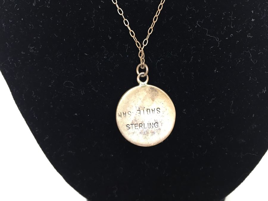 JUST ADDED - Sterling Silver Sadie Sam Signed Navajo Turquoise Pendant With Sterling Silver Chain 3.3g [Photo 5]