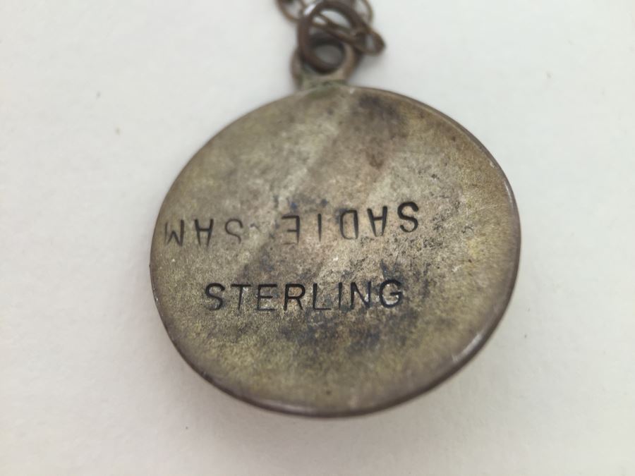 JUST ADDED - Sterling Silver Sadie Sam Signed Navajo Turquoise Pendant With Sterling Silver Chain 3.3g [Photo 3]