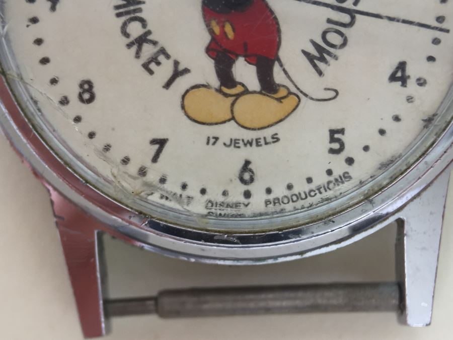 JUST ADDED - Vintage Walt Disney Production Mickey Mouse Watch - Needs New Glass Face (Cracked) [Photo 3]