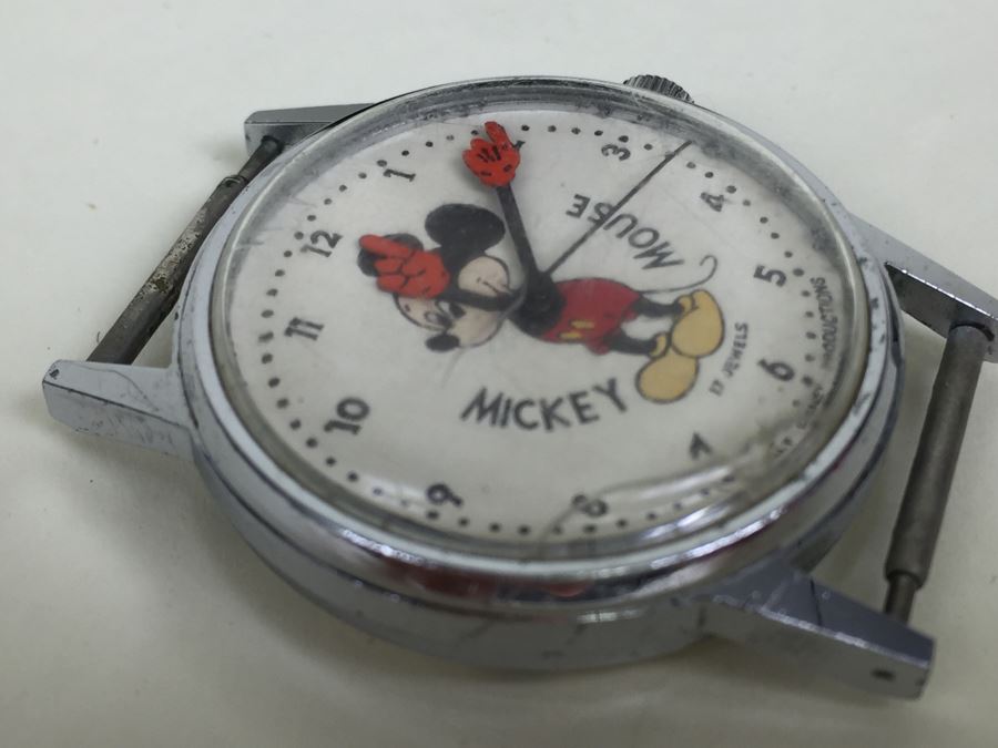 JUST ADDED - Vintage Walt Disney Production Mickey Mouse Watch - Needs New Glass Face (Cracked) [Photo 6]