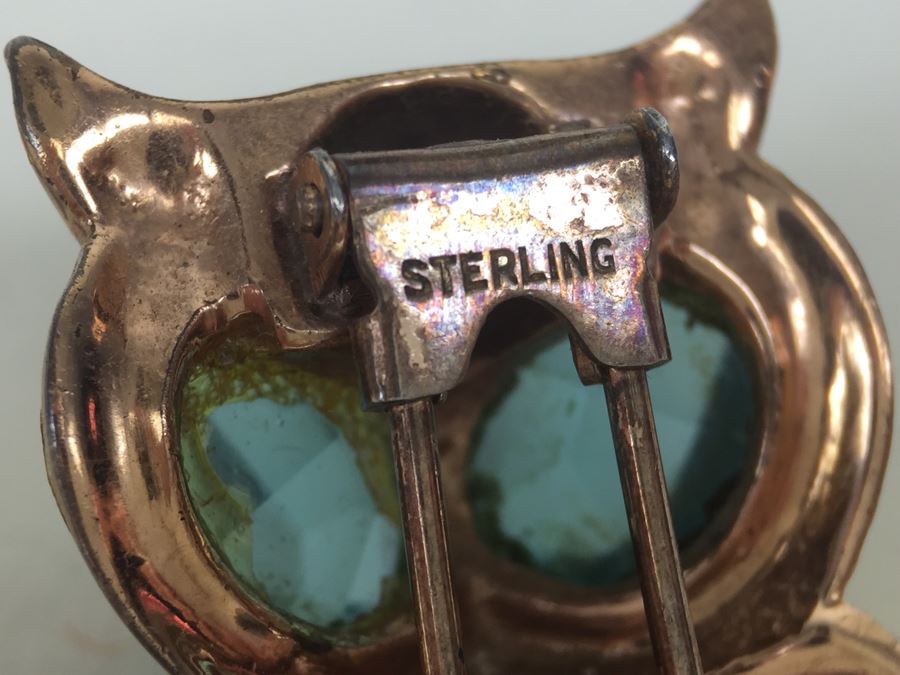 JUST ADDED - Large Vintage Sterling Silver Owl Pendant Pin [Photo 2]