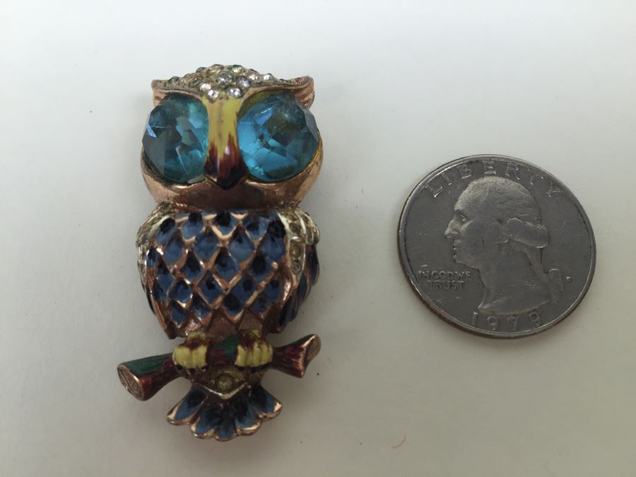 JUST ADDED - Large Vintage Sterling Silver Owl Pendant Pin [Photo 1]