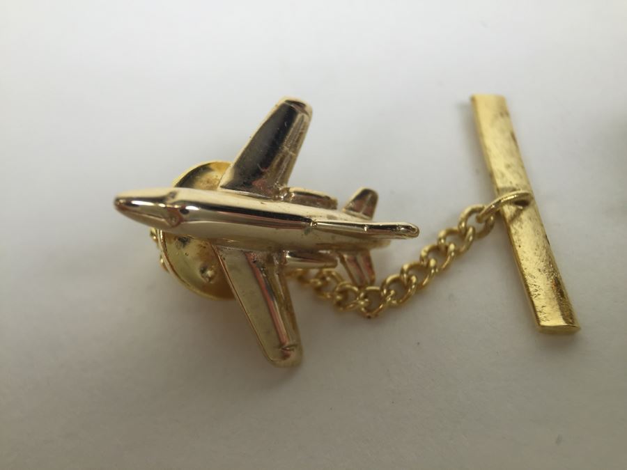 JUST ADDED - Various Company Recognition Pins - Rockwell Pin In Front Is 10K Gold And NAA (North American Aviation) Lapel Pins Are Gold Filled [Photo 12]