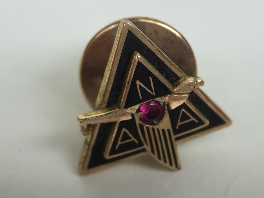 JUST ADDED - Various Company Recognition Pins - Rockwell Pin In Front Is 10K Gold And NAA (North American Aviation) Lapel Pins Are Gold Filled [Photo 8]