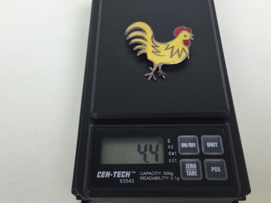 JUST ADDED - Vintage Signed Sterling Silver Rooster Chicken Pin 4.4g [Photo 7]