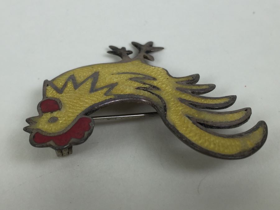 JUST ADDED - Vintage Signed Sterling Silver Rooster Chicken Pin 4.4g [Photo 5]