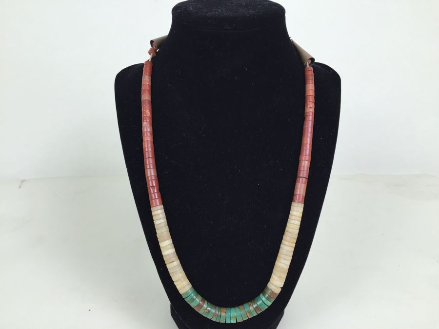 JUST ADDED - Vintage Necklace With Various Stones Including Turquoise And Coral [Photo 1]