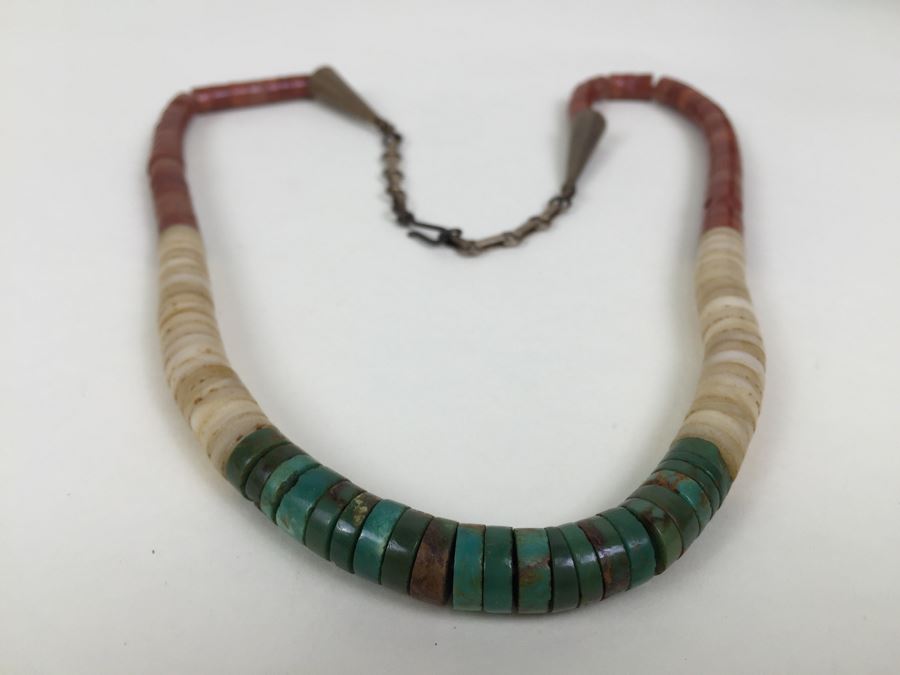 JUST ADDED - Vintage Necklace With Various Stones Including Turquoise And Coral [Photo 9]