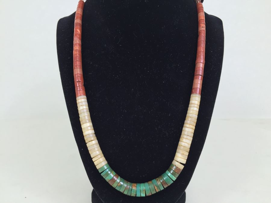 JUST ADDED - Vintage Necklace With Various Stones Including Turquoise And Coral [Photo 4]