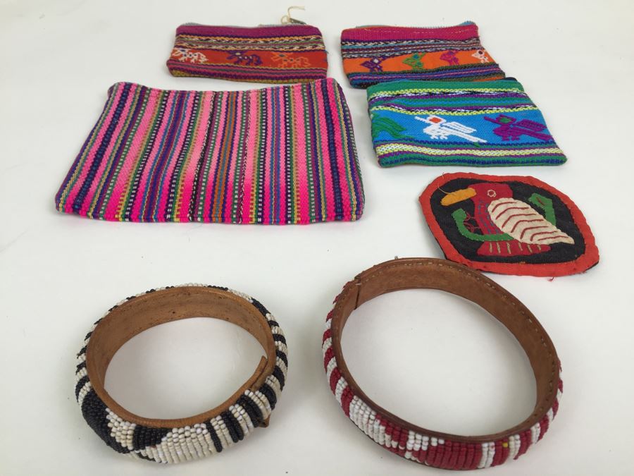 JUST ADDED - Various Guatemalan Tribal Purse Clutch Makeup Cases, Patch And Beaded Bracelets [Photo 1]