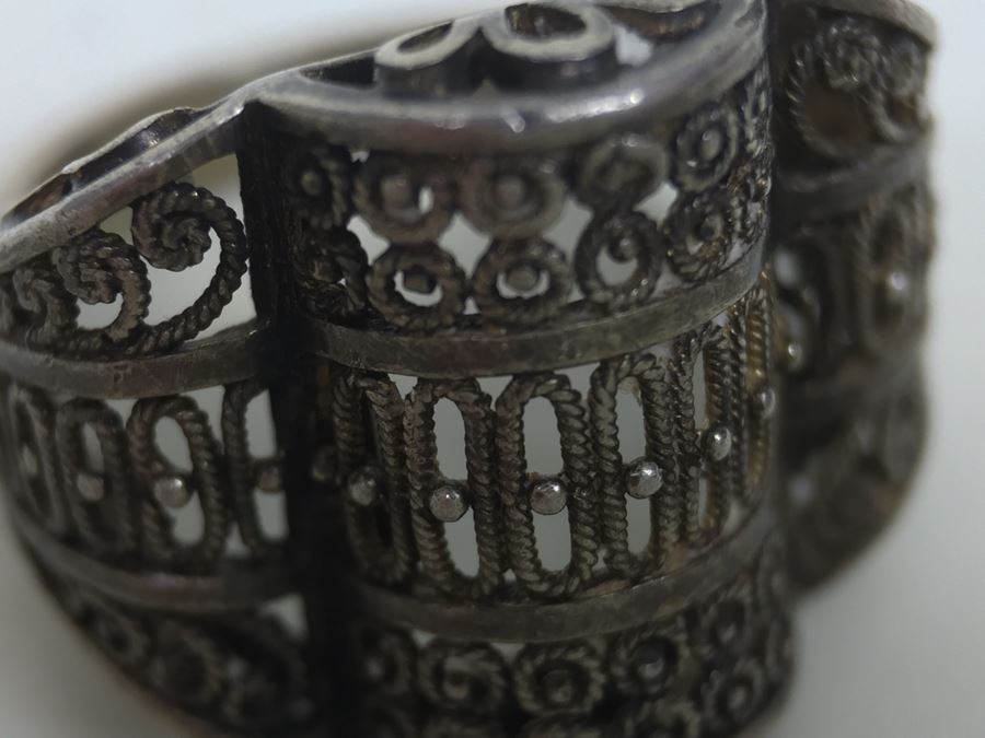 JUST ADDED - Vintage Signed Sterling Silver Filigree Ring Germany 3.1g [Photo 10]