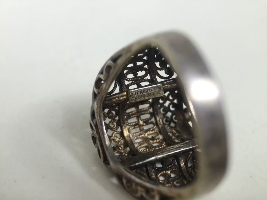 JUST ADDED - Vintage Signed Sterling Silver Filigree Ring Germany 3.1g [Photo 16]