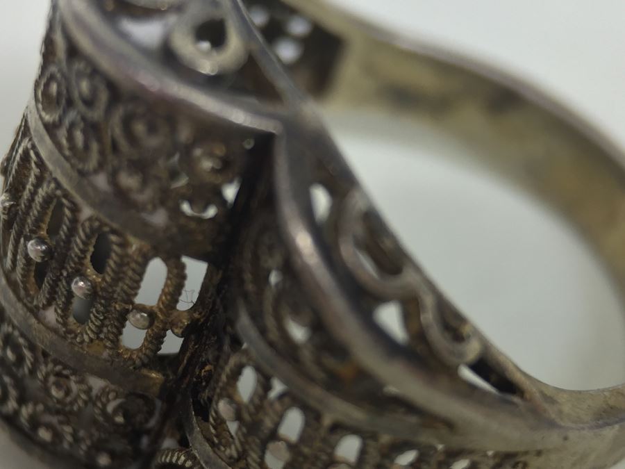 JUST ADDED - Vintage Signed Sterling Silver Filigree Ring Germany 3.1g [Photo 12]