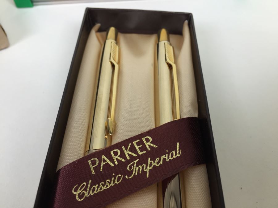 JUST ADDED - Parker Classic Imperial Gold Pen And Pencil Set And Waterman Pen Refils [Photo 12]
