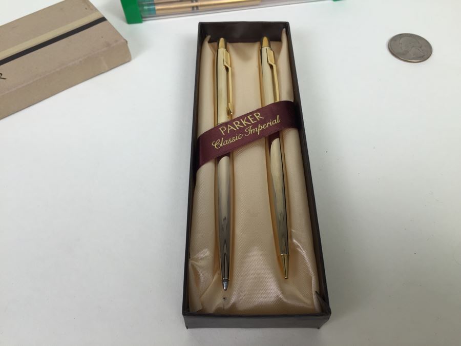JUST ADDED - Parker Classic Imperial Gold Pen And Pencil Set And Waterman Pen Refils [Photo 11]