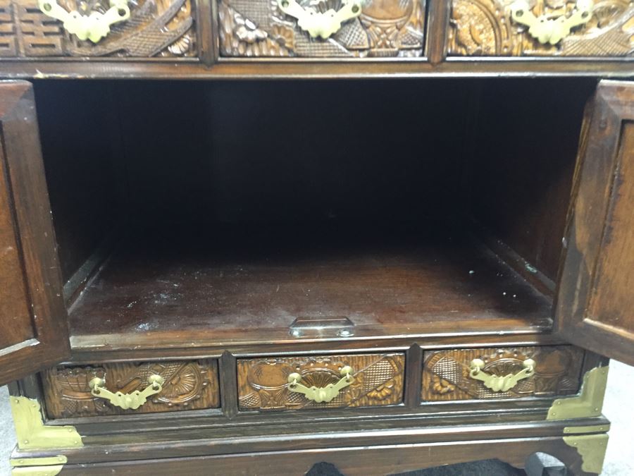 Pair Of Vintage Korean Nightstands With Brass Locks And Keys [Photo 31]