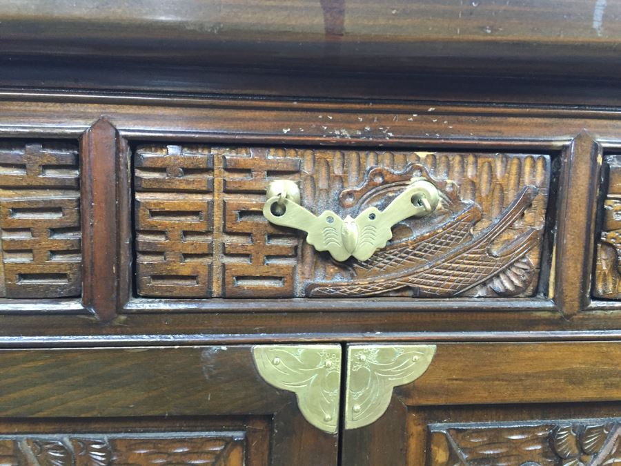 Pair Of Vintage Korean Nightstands With Brass Locks And Keys [Photo 9]