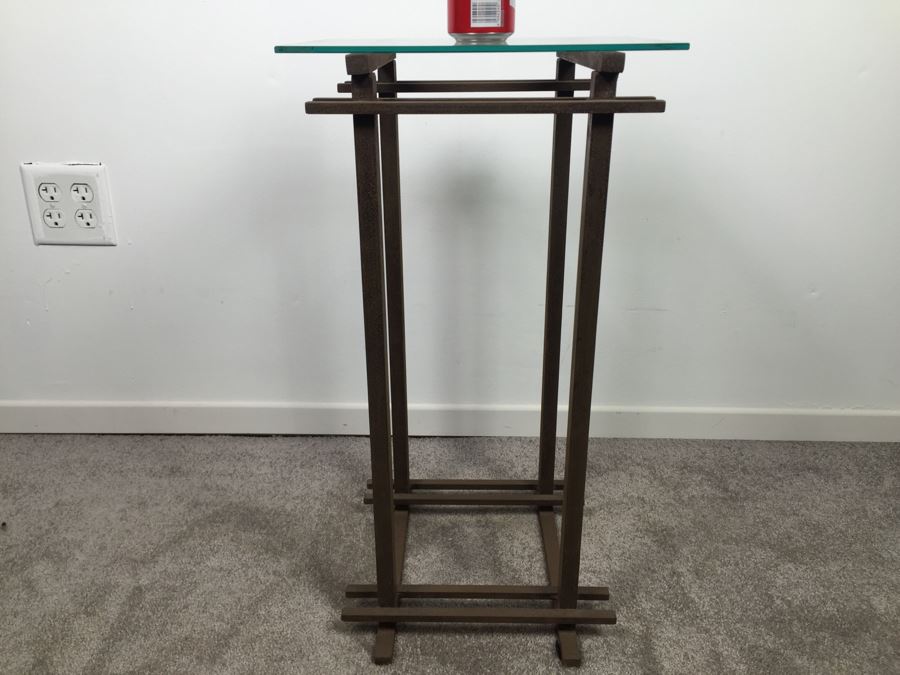 Custom Industrial Metal Side Table By Karen Dugan Hand Signed Metal Sculpture [Photo 13]