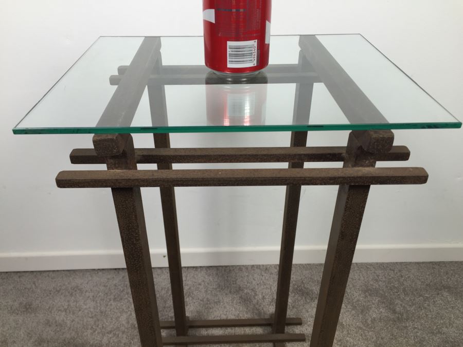 Custom Industrial Metal Side Table By Karen Dugan Hand Signed Metal Sculpture [Photo 16]