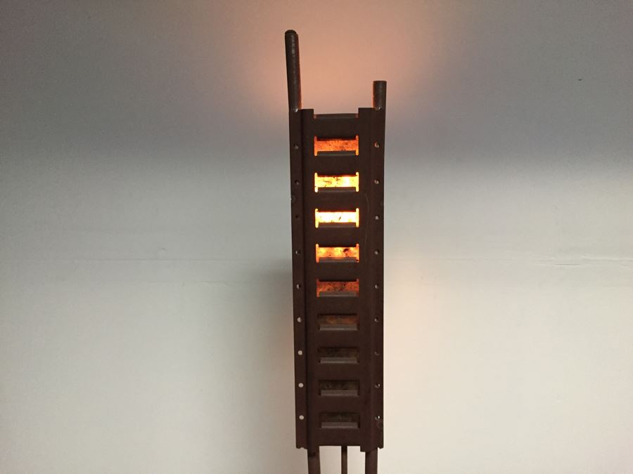 Custom Industrial Metal Sculpture Floor Lamp By Karen Dugan Hand Signed [Photo 2]